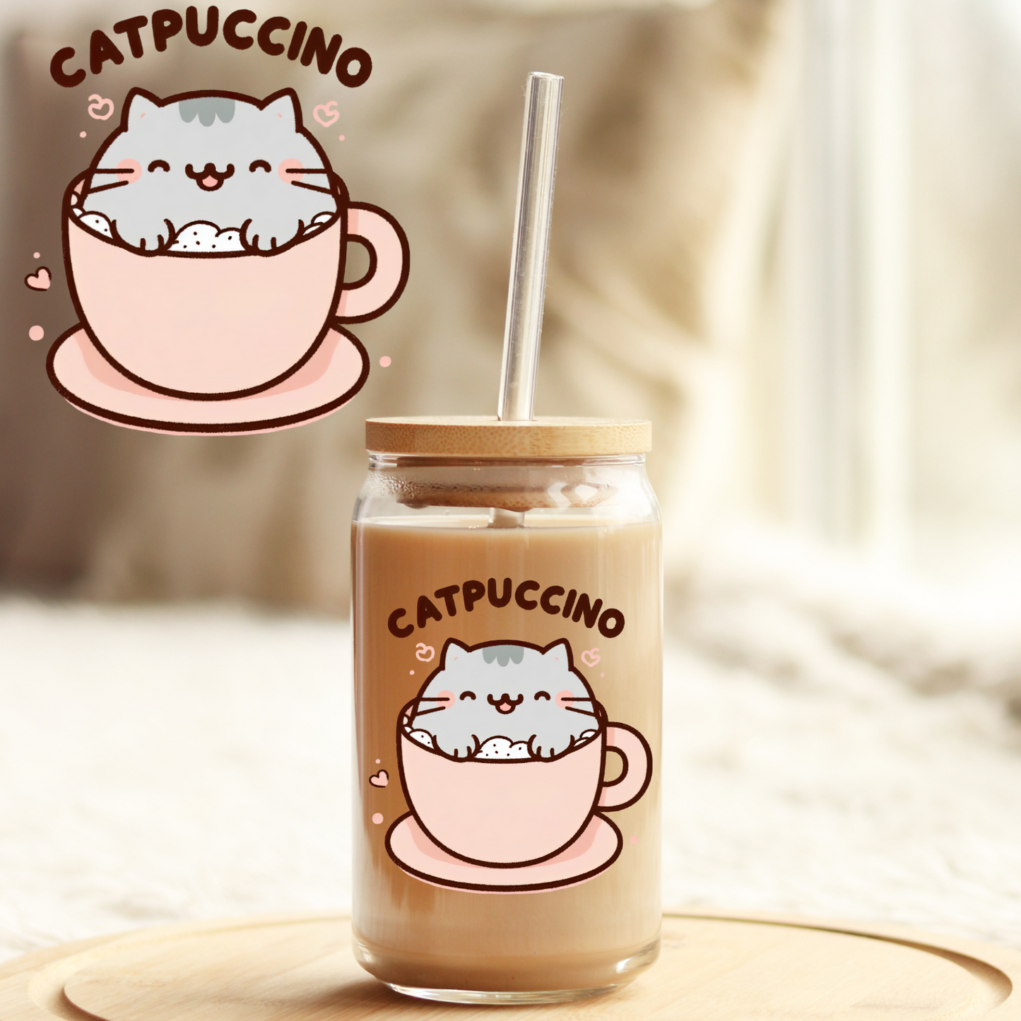 Tumbler Cup Decal 4" UV DTF Crystal Sticker: Kitty1 UVDTF100481