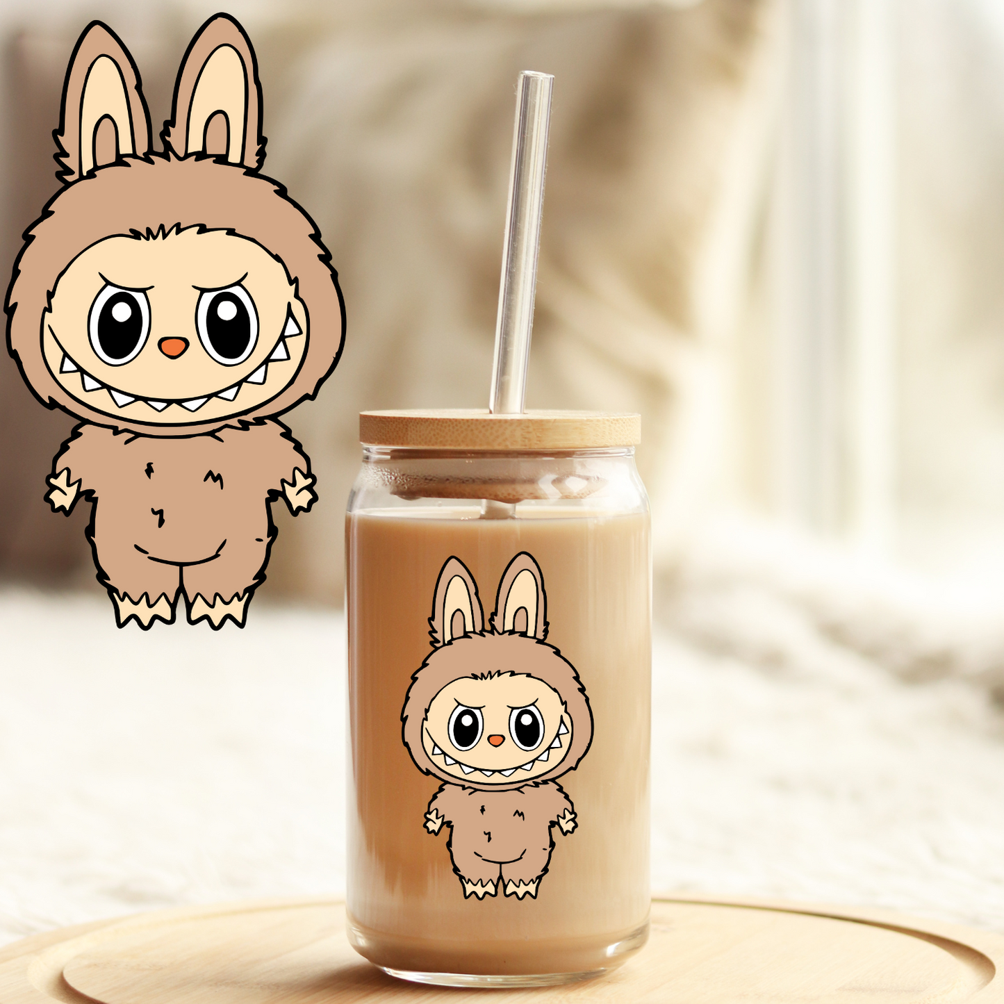 Tumbler Cup Decal 4" UV DTF Crystal Sticker: Labubu UVDTF100522