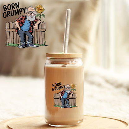 Tumbler Cup Wrap 16oz UV DTF Crystal Sticker: Born Grumpy UVDTF100466