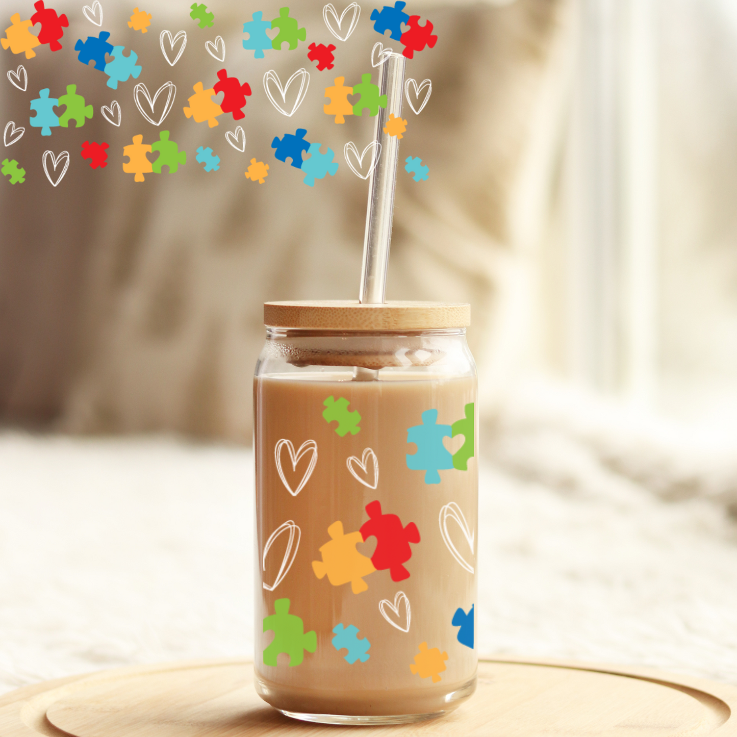 Tumbler Cup Wrap 16oz UV DTF Crystal Sticker: Autism UVDTF100336