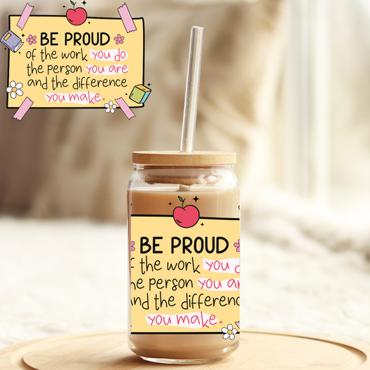 Tumbler Cup Wrap 16oz UV DTF Crystal Sticker: Teacher UVDTF100426