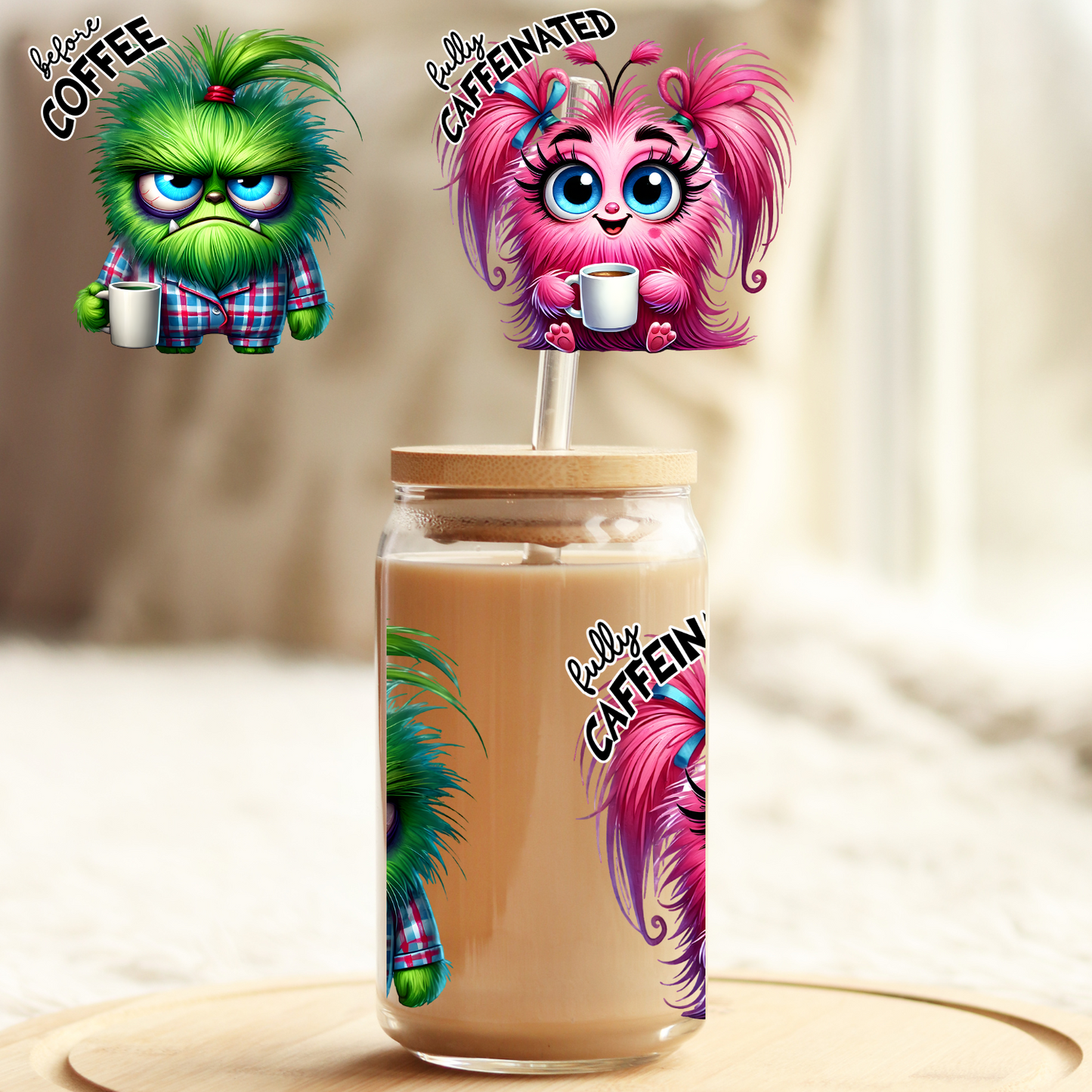 Tumbler Cup Wrap 16oz UV DTF Crystal Sticker: Coffee UVDTF100381