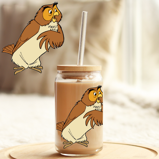 Tumbler Cup Wrap 16oz UV DTF Crystal Sticker: Owl UVDTF100355