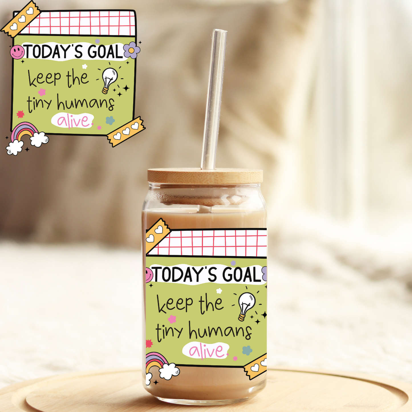 Tumbler Cup Wrap 16oz UV DTF Crystal Sticker: Teacher UVDTF100425