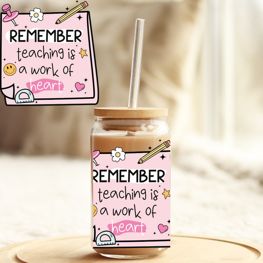 Tumbler Cup Wrap 16oz UV DTF Crystal Sticker: Teacher UVDTF100424