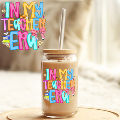 UV DTF Sticker | Ready to Apply Decal | Waterproof Permanent Sticker for Tumblers, Cups, Laptops, and More| Tumbler Cup Decal 4" UV DTF  Sticker: Teacher Era UVDTF100564