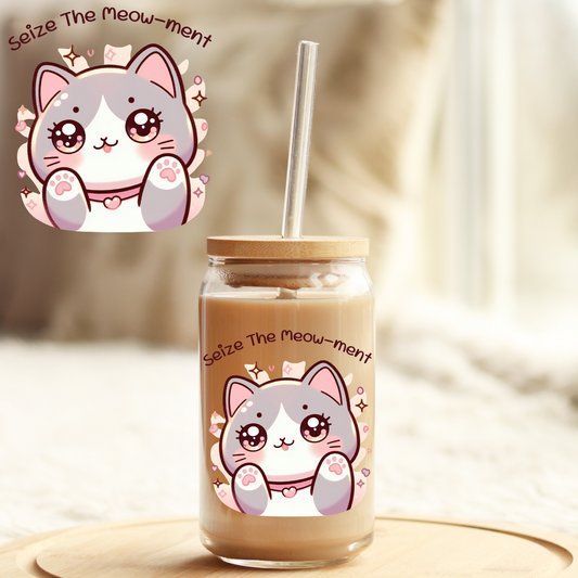 Tumbler Cup Decal 4" UV DTF Crystal Sticker: Kitty UVDTF100484