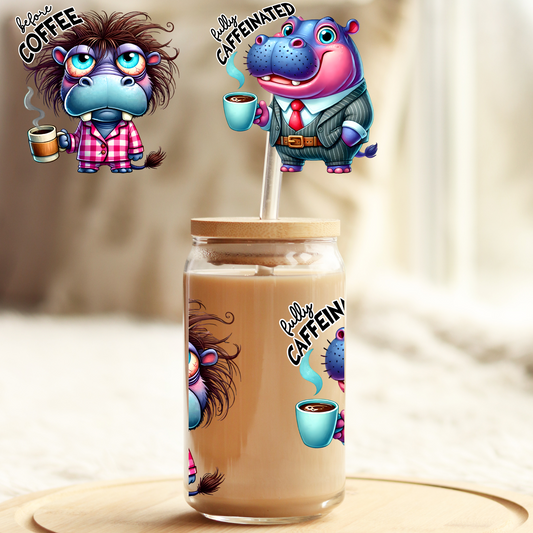 Tumbler Cup Wrap 16oz UV DTF Crystal Sticker: Coffee UVDTF100385