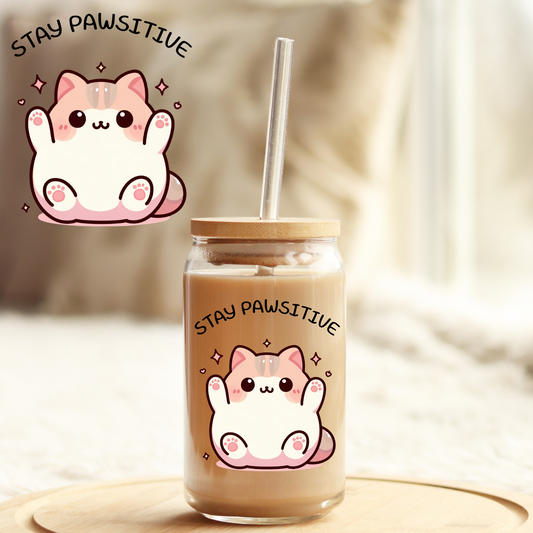 Tumbler Cup Decal 4" UV DTF Crystal Sticker: Kitty UVDTF100485