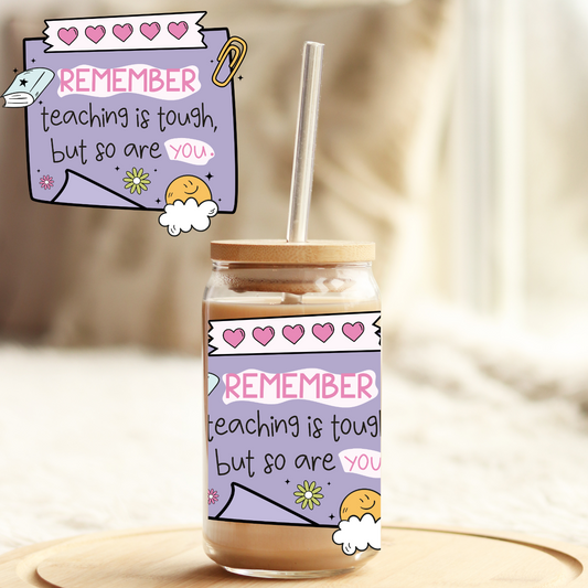 Tumbler Cup Wrap 16oz UV DTF Crystal Sticker: Teacher UVDTF100423