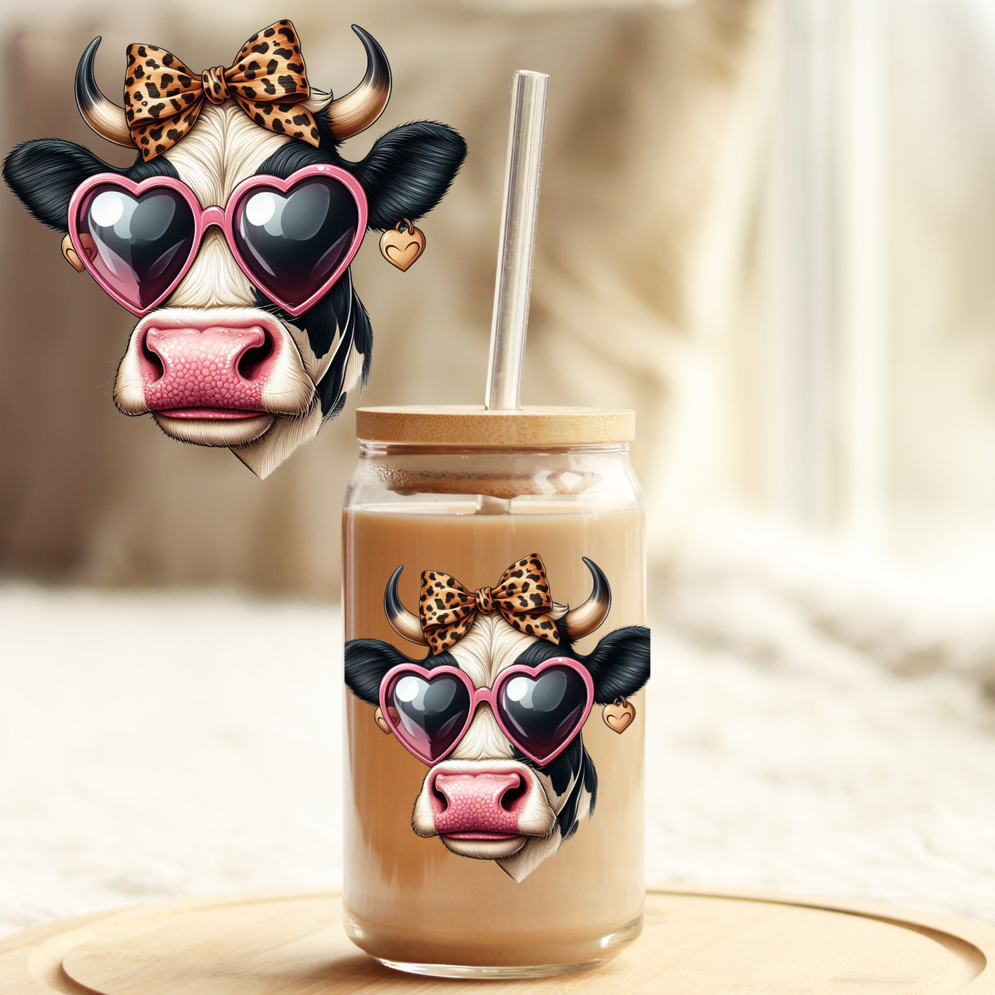 Tumbler Cup Decal 4" UV DTF Crystal Sticker: Cow UVDTF100486