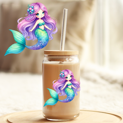 Tumbler Cup Decal 4" UV DTF Crystal Sticker: Mermaid UVDTF100517