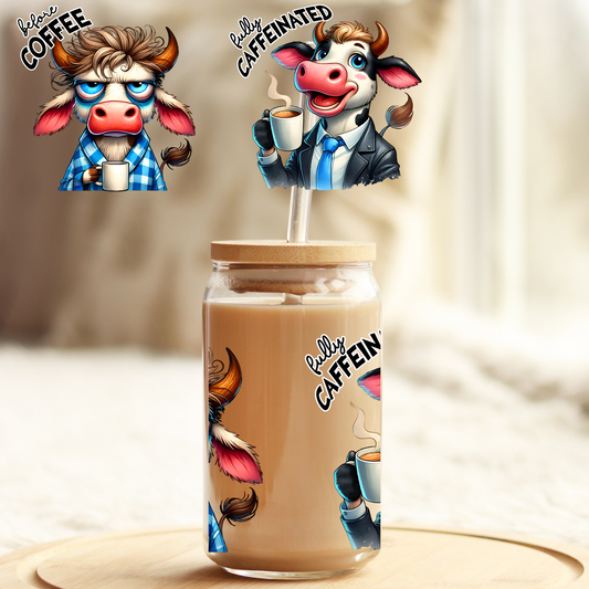 Tumbler Cup Wrap 16oz UV DTF Crystal Sticker: Coffee UVDTF100386