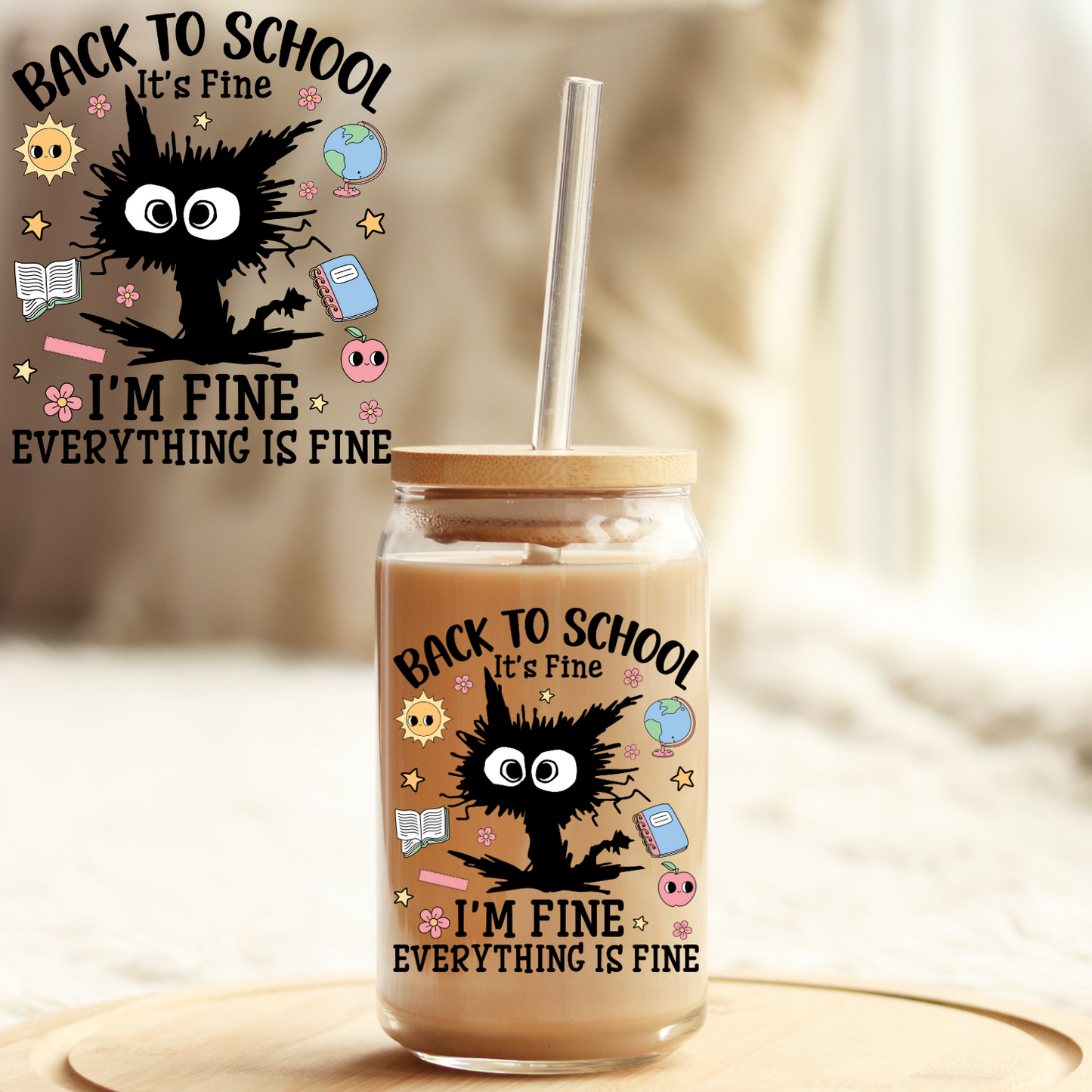 UV DTF Sticker | Ready to Apply Decal | Waterproof Permanent Sticker for Tumblers, Cups, Laptops, and More| Tumbler Cup Decal 4" UV DTF  Sticker: Back to school UVDTF100566