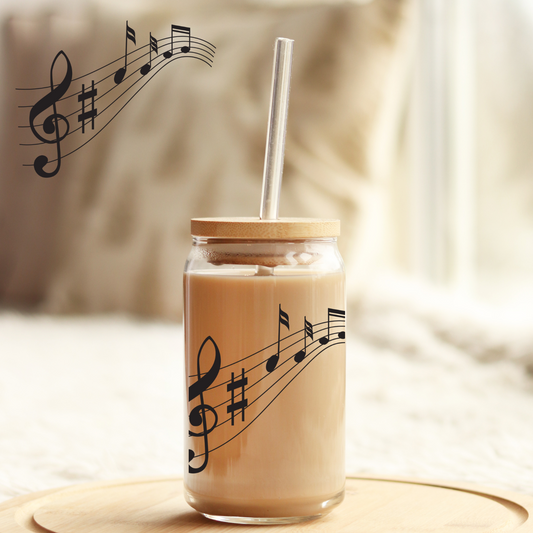 Tumbler Cup Wrap 16oz UV DTF Crystal Sticker: Music Notes UVDTF100421