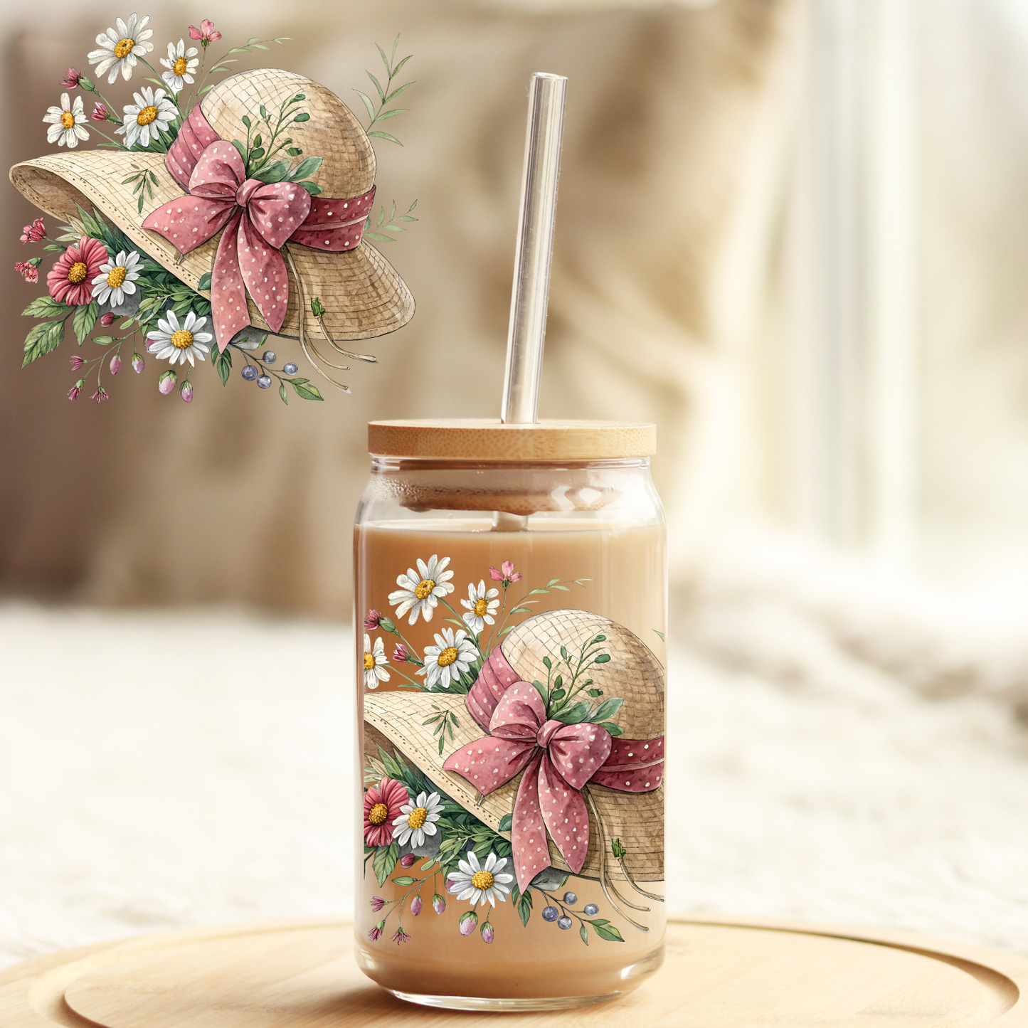 Tumbler Cup Wrap 16oz UV DTF Crystal Sticker: Spring UVDTF100361