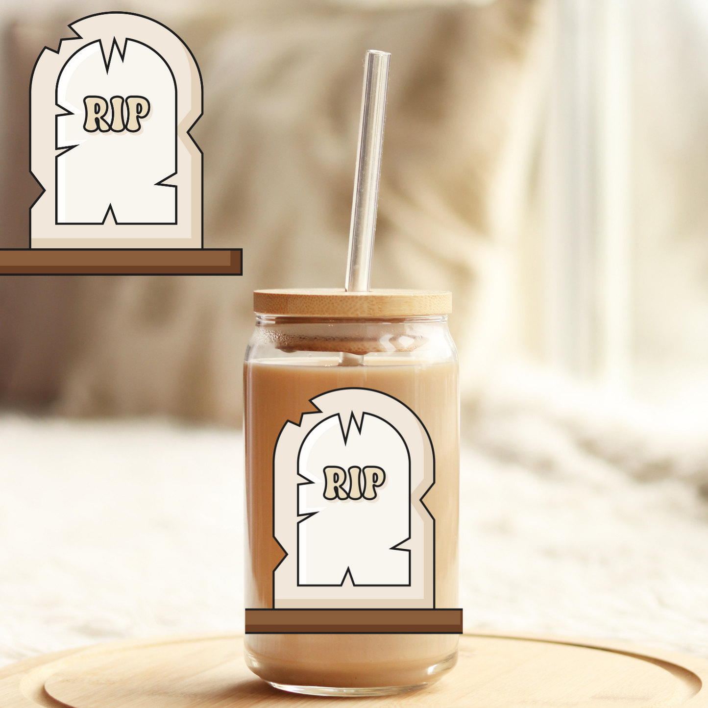 UV DTF Sticker | Ready to Apply Decal | Waterproof Permanent Sticker for Tumblers, Cups, Laptops, and More| Tumbler Cup Decal 4" UV DTF  Sticker: RIP Tombstone UVDTF100544