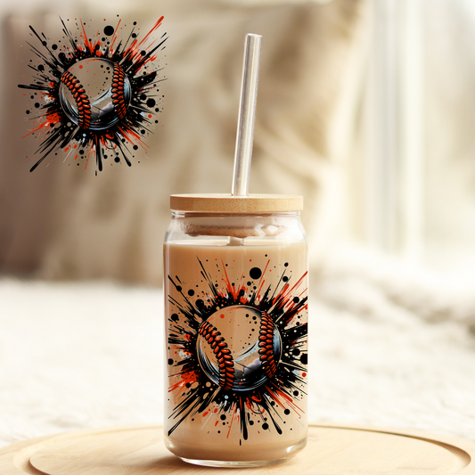 Tumbler Cup Wrap 16oz UV DTF Crystal Sticker: Baseball UVDTF100419