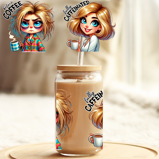 Tumbler Cup Wrap 16oz UV DTF Crystal Sticker: Coffee UVDTF100389