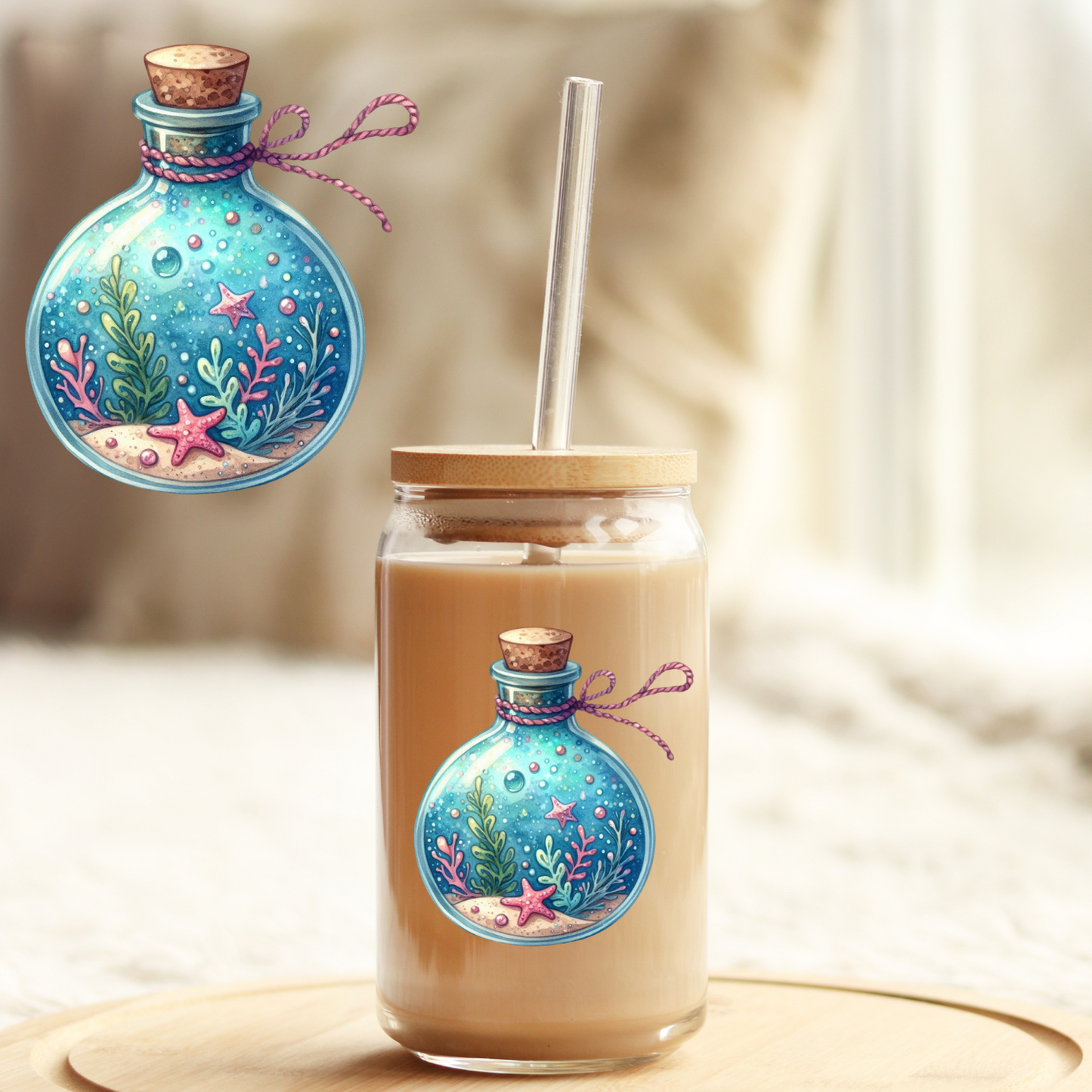 Tumbler Cup Decal 4" UV DTF Crystal Sticker: Mermaid UVDTF100514