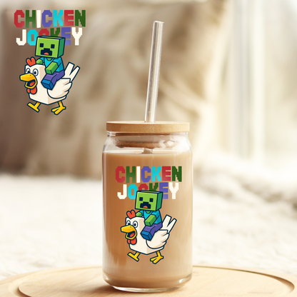 Tumbler Cup Wrap 16oz UV DTF Crystal Sticker: Chicken jockey UVDTF100437