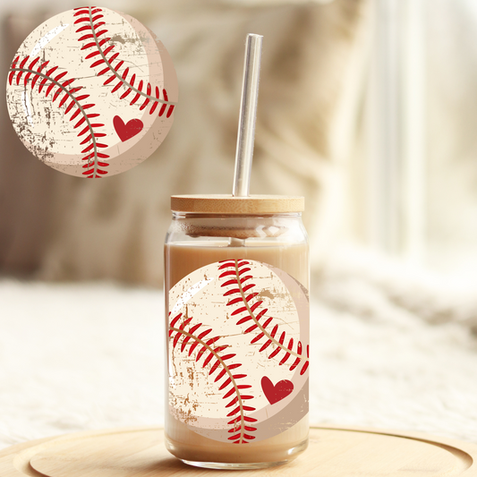 Tumbler Cup Wrap 16oz UV DTF Crystal Sticker: Baseball UVDTF100418