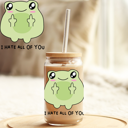 Tumbler Cup Decal 4" UV DTF Crystal Sticker: I hate you UVDTF100490