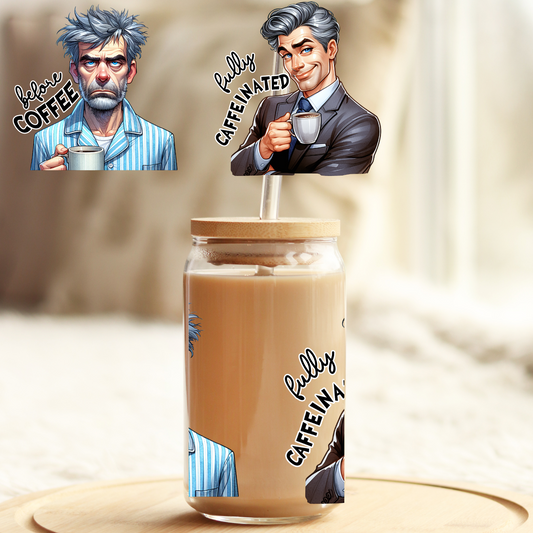 Tumbler Cup Wrap 16oz UV DTF Crystal Sticker: Coffee UVDTF100390