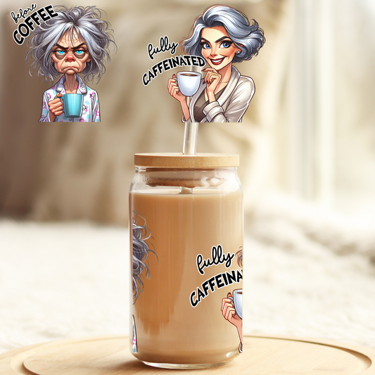 Tumbler Cup Wrap 16oz UV DTF Crystal Sticker: Coffee UVDTF100391