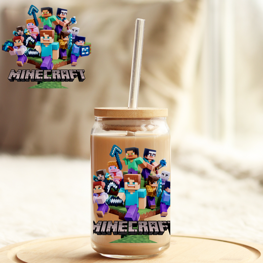 Tumbler Cup Wrap 16oz UV DTF Crystal Sticker: Minecraft UVDTF100415