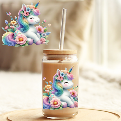 Tumbler Cup Wrap 16oz UV DTF Crystal Sticker: Unicorn UVDTF100368