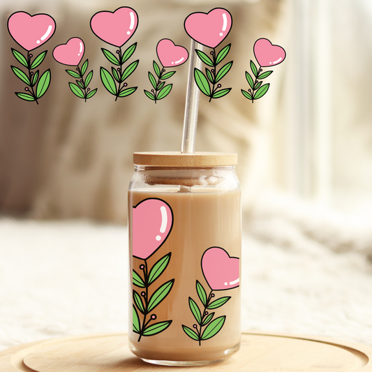 Tumbler Cup Wrap 16oz UV DTF Crystal Sticker: Flowers UVDTF100375