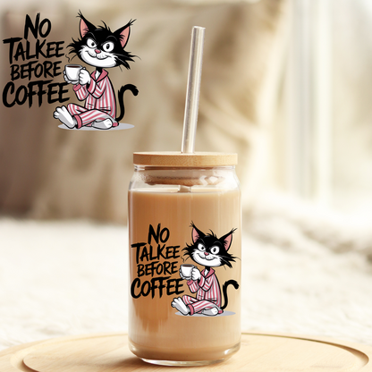 Tumbler Cup Wrap 16oz UV DTF Crystal Sticker: No Talkee Before Coffee UVDTF100458