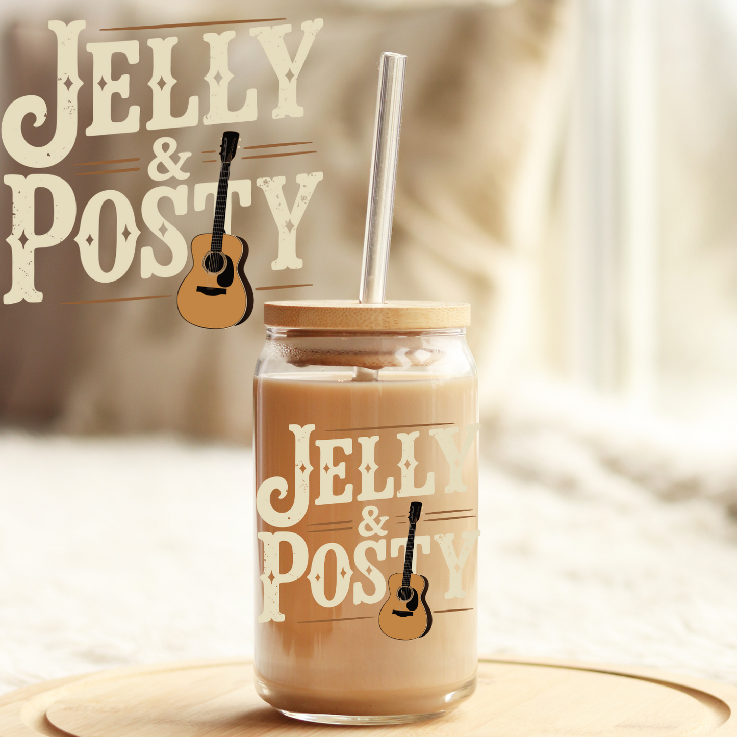 Tumbler Cup Decal 4" UV DTF Crystal Sticker: Jelly and Posty UVDTF100495