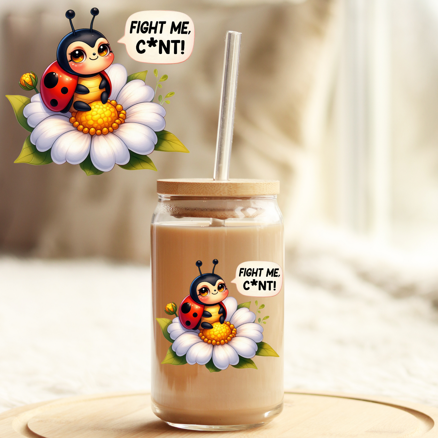 Tumbler Cup Wrap 16oz UV DTF Crystal Sticker: Fight Me C UVDTF100457