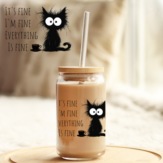 Tumbler Cup Wrap 16oz UV DTF Crystal Sticker: I'm Fine UVDTF100399