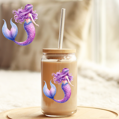 Tumbler Cup Decal 4" UV DTF Crystal Sticker: Mermaid UVDTF100505