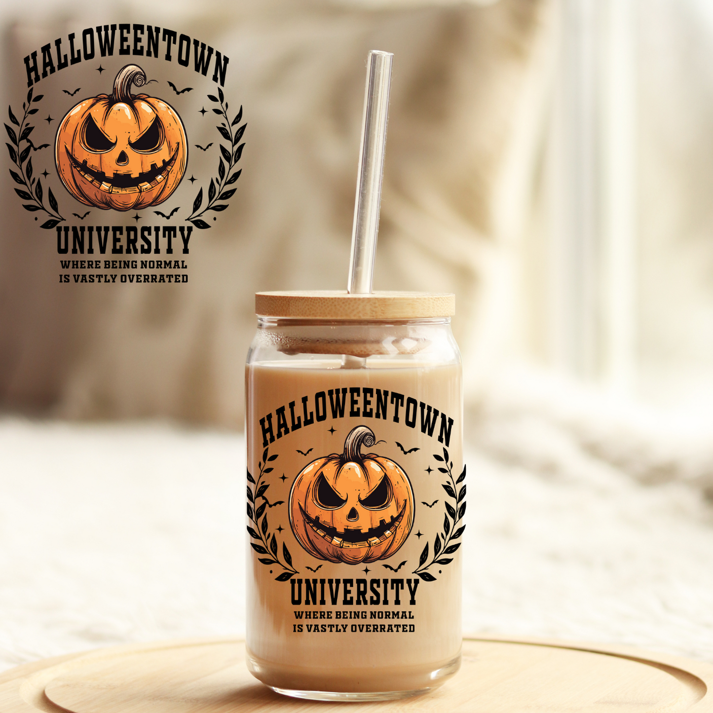 UV DTF Sticker | Ready to Apply Decal | Waterproof Permanent Sticker for Tumblers, Cups, Laptops, and More| Tumbler Cup Decal 4" UV DTF  Sticker: Halloween University UVDTF100552