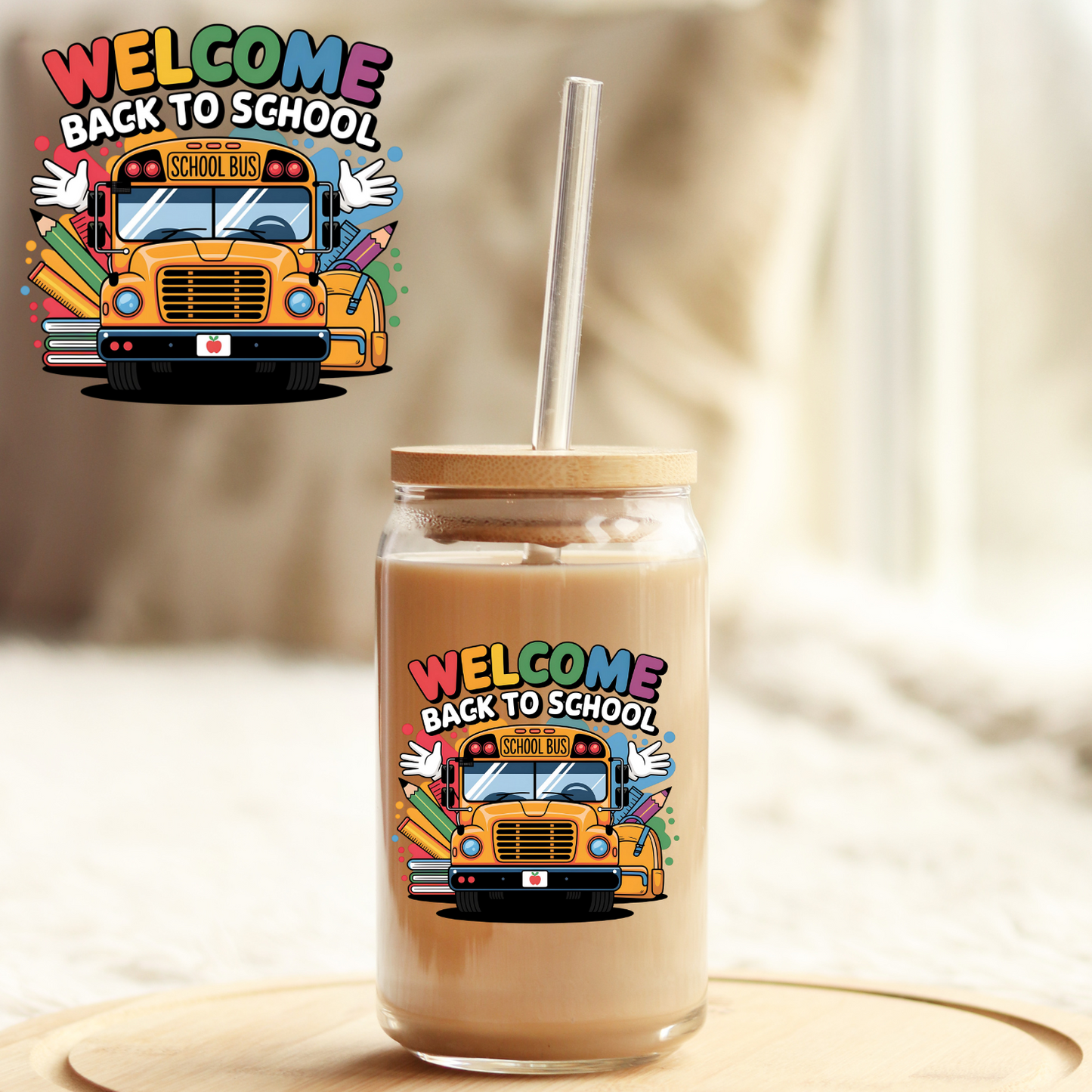 UV DTF Sticker | Ready to Apply Decal | Waterproof Permanent Sticker for Tumblers, Cups, Laptops, and More| Tumbler Cup Decal 4" UV DTF  Sticker: Back to school UVDTF100562