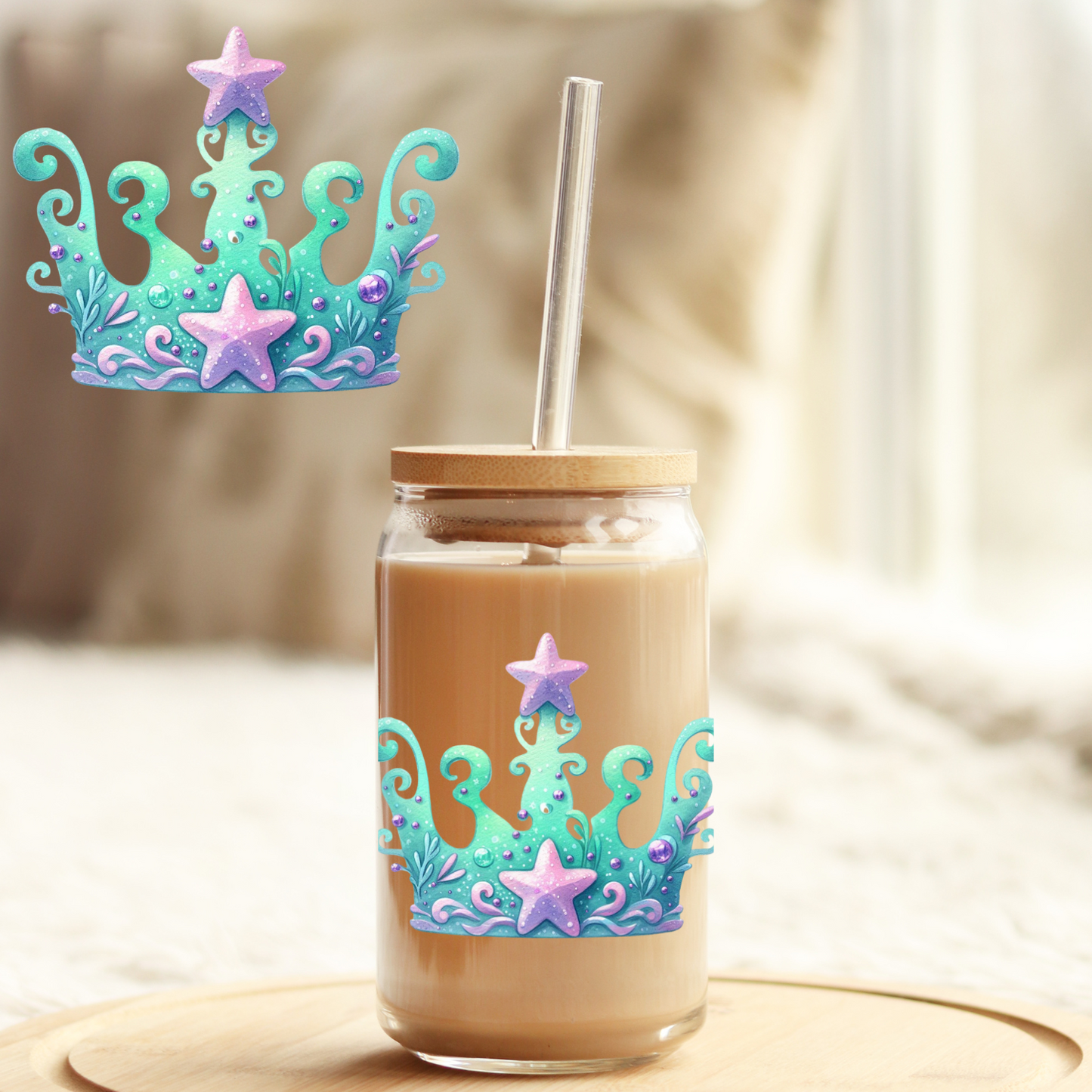 Tumbler Cup Decal 4" UV DTF Crystal Sticker: Mermaid UVDTF100502