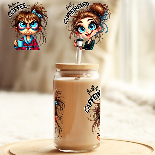 Tumbler Cup Wrap 16oz UV DTF Crystal Sticker: Coffee UVDTF100392