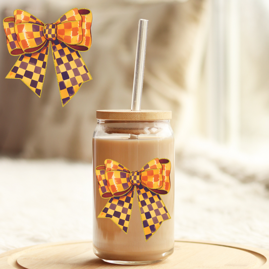 Tumbler Cup Wrap 16oz UV DTF Crystal Sticker: Baseball bow UVDTF100439