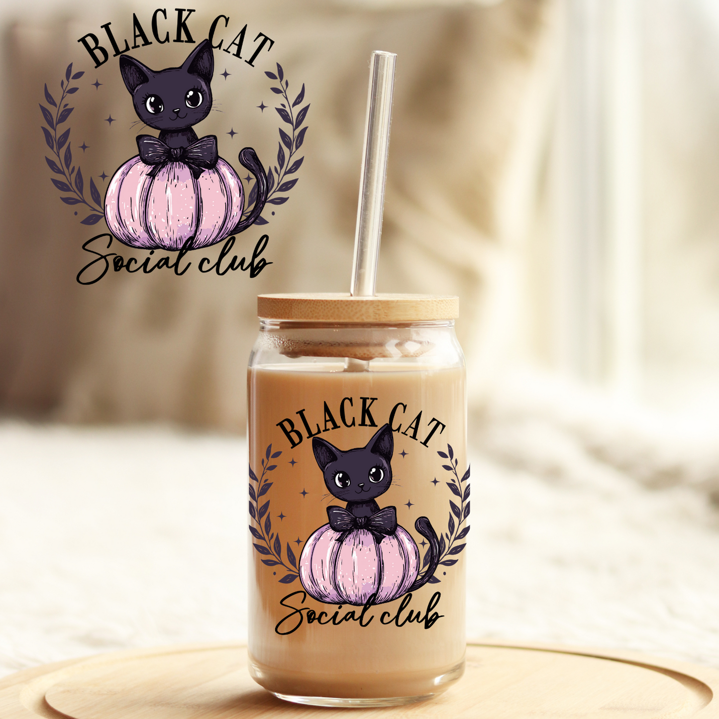 UV DTF Sticker | Ready to Apply Decal | Waterproof Permanent Sticker for Tumblers, Cups, Laptops, and More| Tumbler Cup Decal 4" UV DTF  Sticker: Black Cat UVDTF100551