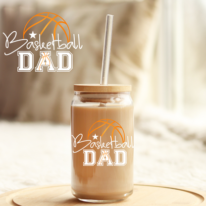 UV DTF Sticker | Ready to Apply Decal | Waterproof Permanent Sticker for Tumblers, Cups, Laptops, and More| Tumbler Cup Decal 4" UV DTF  Sticker: Basketball dad UVDTF100560