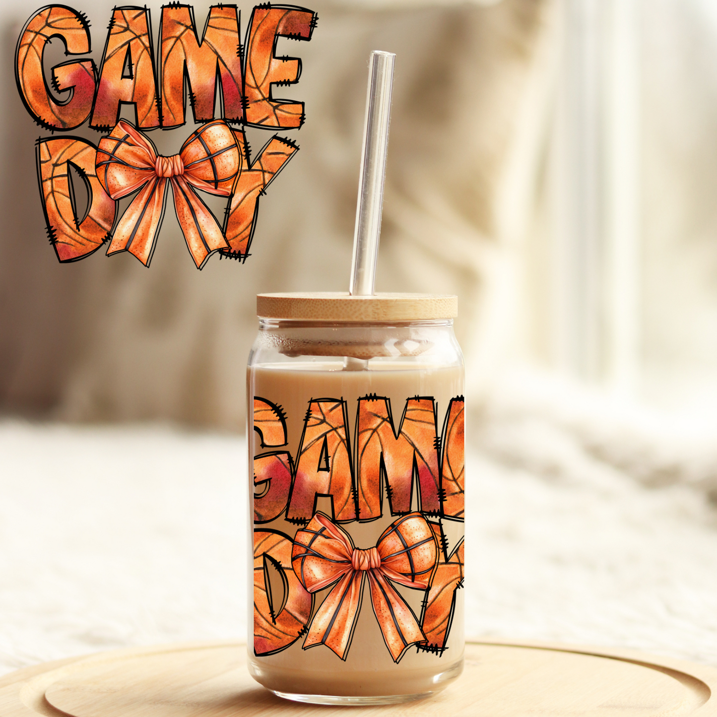 Tumbler Cup Wrap 16oz UV DTF Crystal Sticker: Game day UVDTF100440