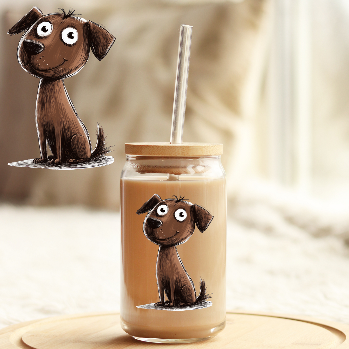 Tumbler Cup Decal 4" UV DTF Crystal Sticker: Doggy5 UVDTF100474