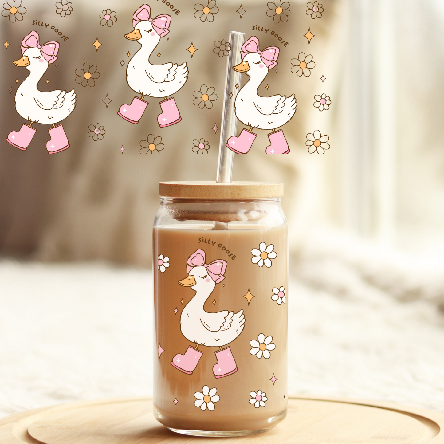 Tumbler Cup Wrap 16oz UV DTF Crystal Sticker: Silly Goose UVDTF100314