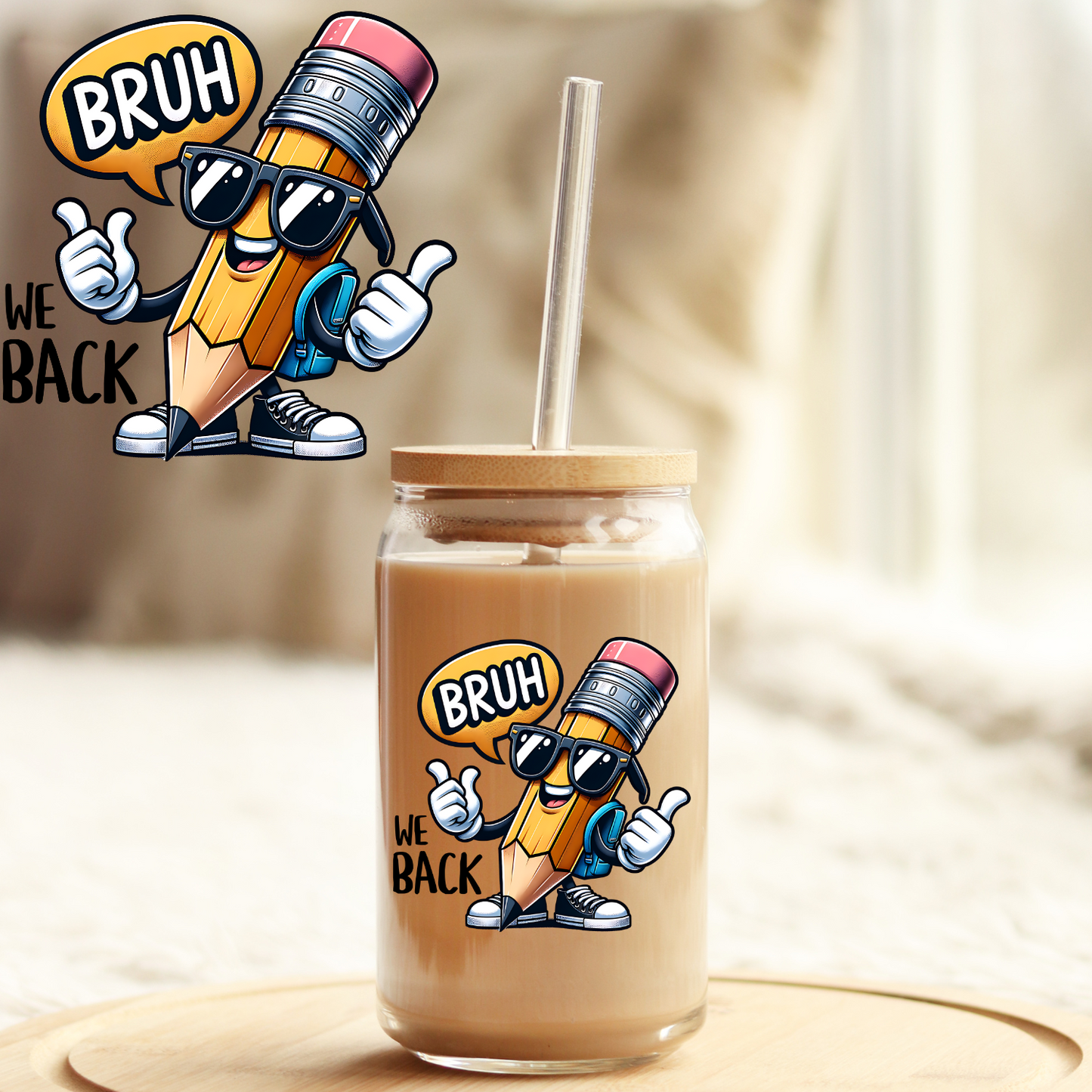 UV DTF Sticker | Ready to Apply Decal | Waterproof Permanent Sticker for Tumblers, Cups, Laptops, and More| Tumbler Cup Decal 4" UV DTF  Sticker: Bruh we back UVDTF100563