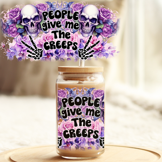 Tumbler Cup Wrap 16oz UV DTF Crystal Sticker: Give Me The Creeps UVDTF100289