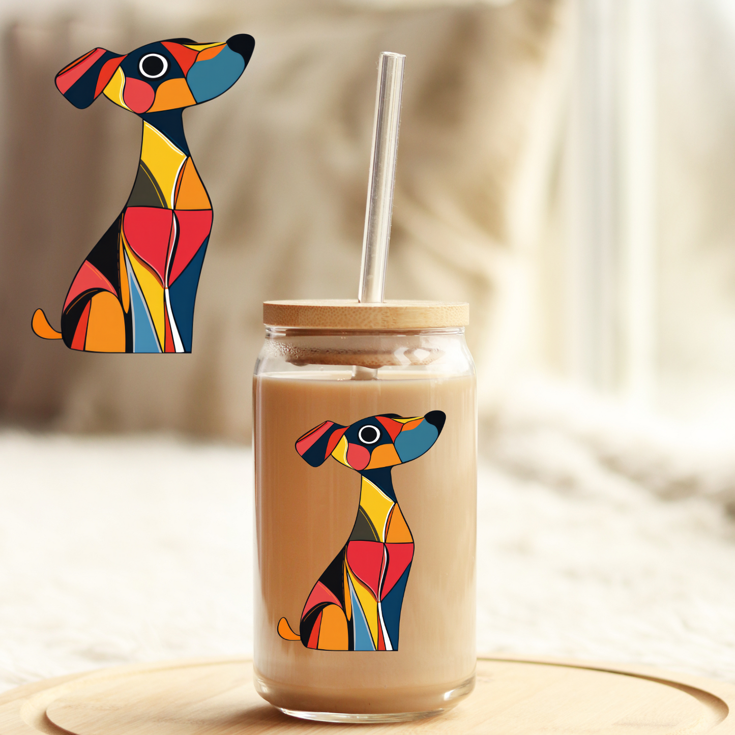 Tumbler Cup Decal 4" UV DTF Crystal Sticker: Doggy6 UVDTF100475